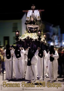 Imagen de la Hermandad de las Angustias en el cartel de la Semana Santa de Estepa 2011, obra de Esteban Galván.