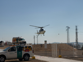 vuelo de reconocimiento del helicóptero medicalizado